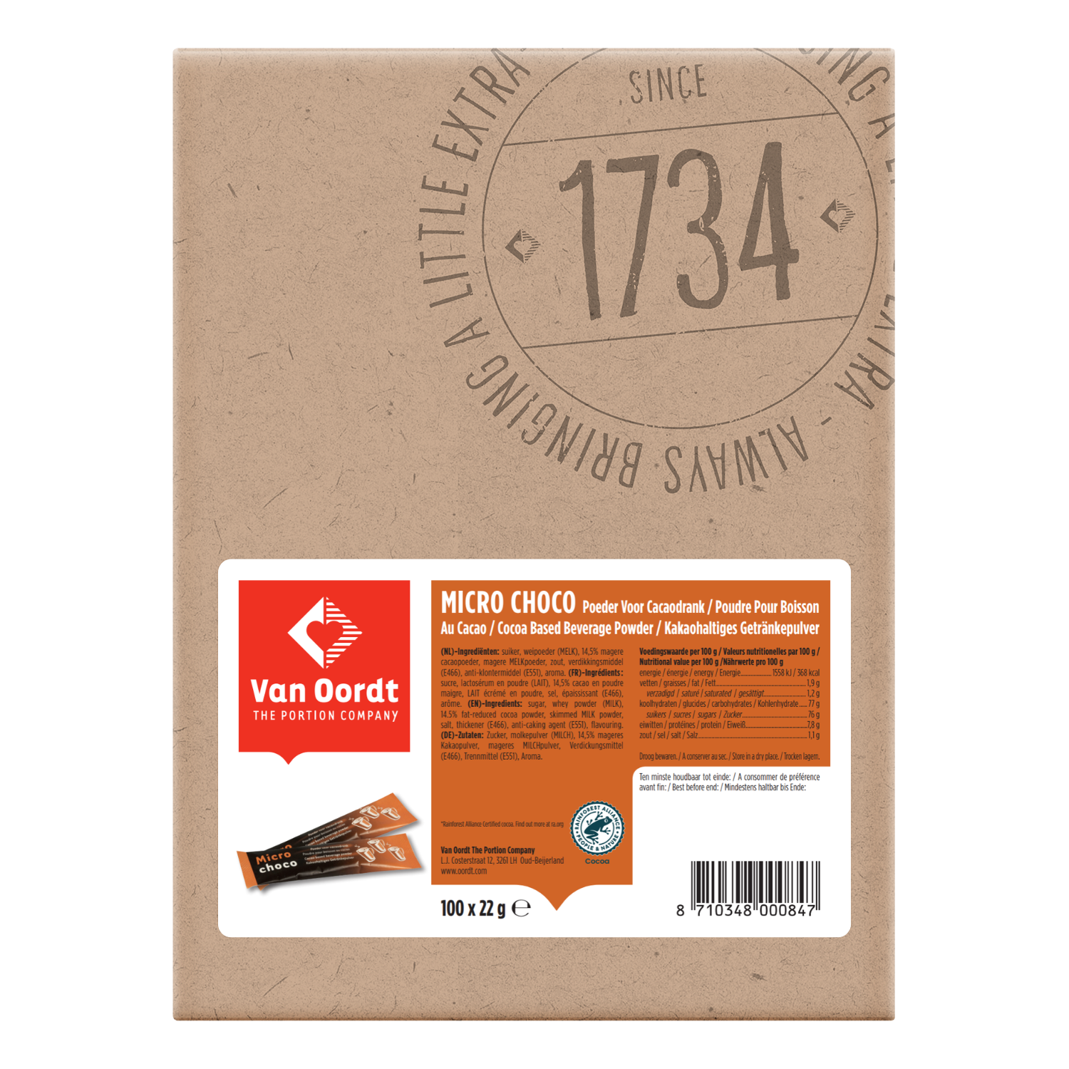 Instant cacaopoeder sticks | Chocolademelk poeder zakjes | Van Oordt